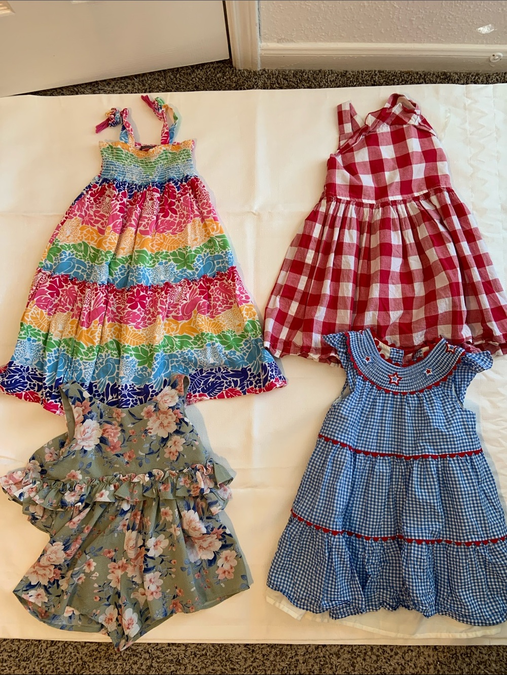 Girls Rainbow Tiered Sundress - Multicolor